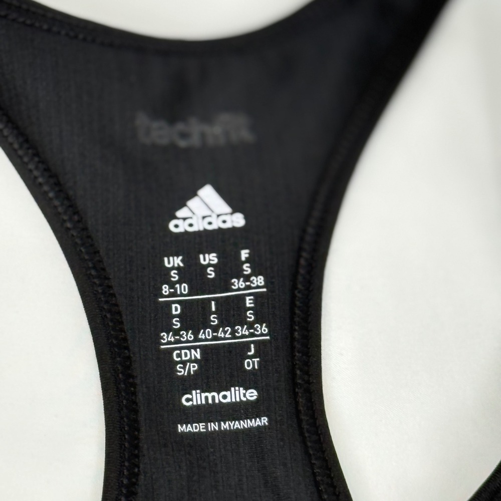 Adidas Techfit Climalite Womens Racerback Sports Bra Black Medium Support Small‎ - Picture 2 of 10